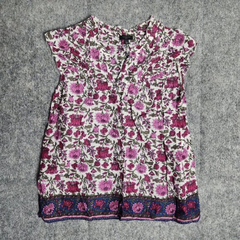 Talbots Petite Top Women Sp Sleeveless Floral‎ Print Red Pink White Pullover